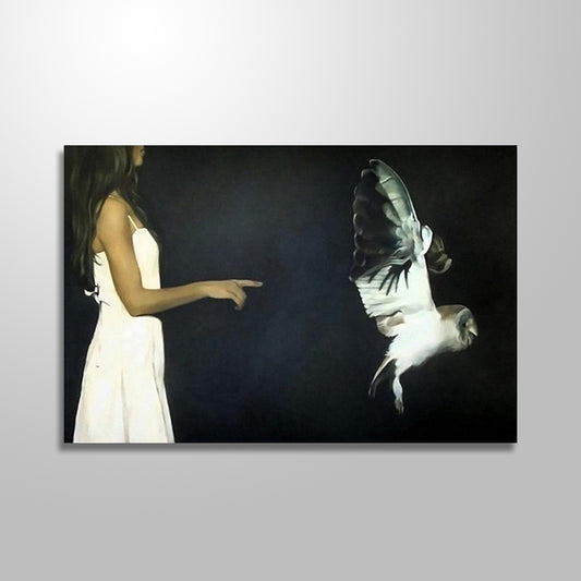 THE OWL AND THE WOMAN PAINTING freeshipping - Wall Agenda