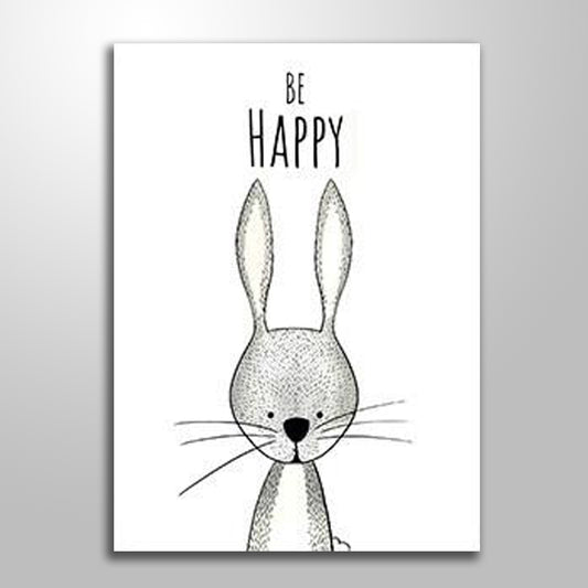 BE HAPPY RABBIT KIDS PRINT freeshipping - Wall Agenda