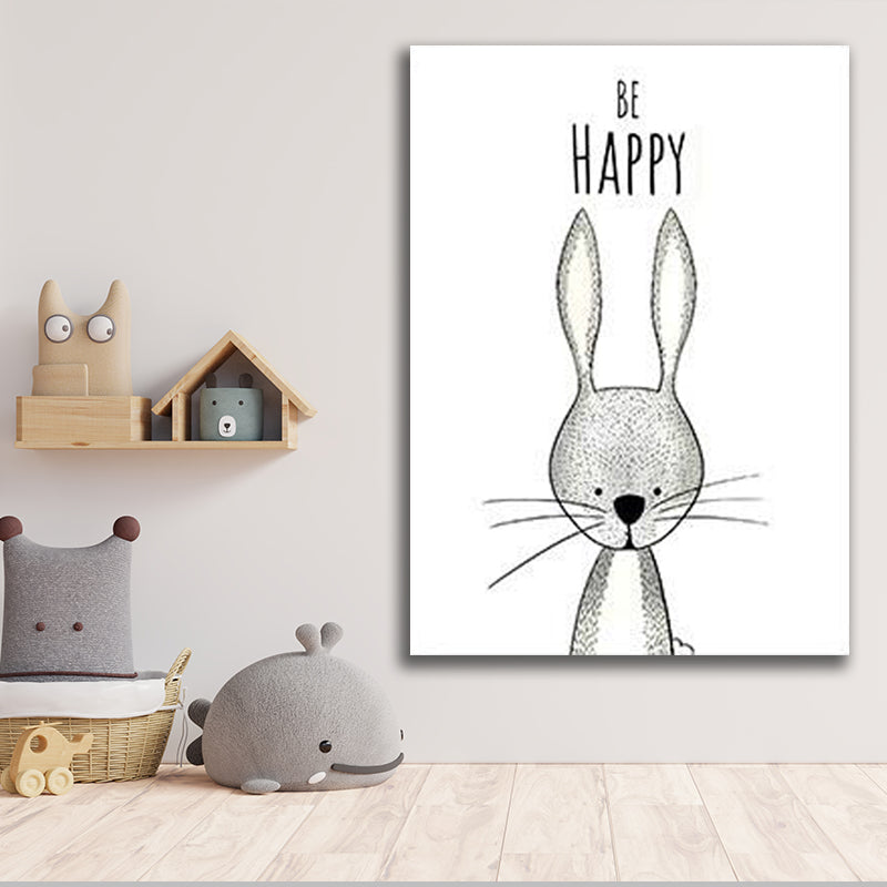 BE HAPPY RABBIT KIDS PRINT freeshipping - Wall Agenda