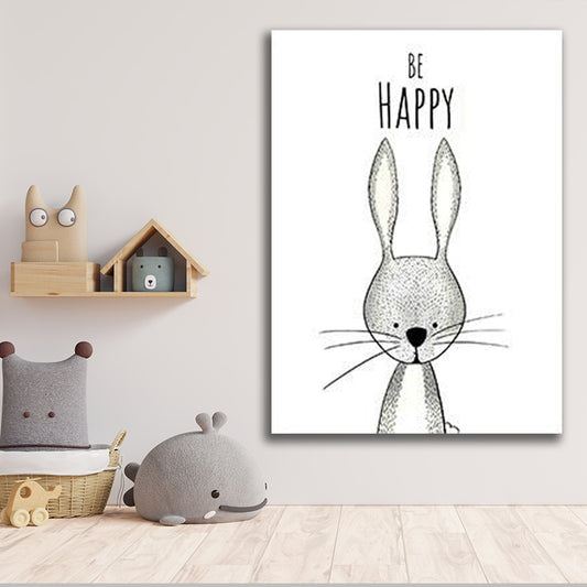 BE HAPPY RABBIT KIDS PRINT freeshipping - Wall Agenda