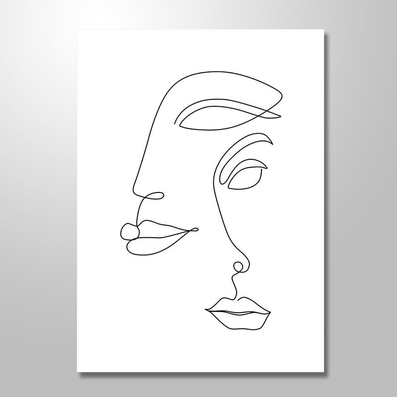 TWO ABSTRACT FACES PAINTING freeshipping - Wall Agenda