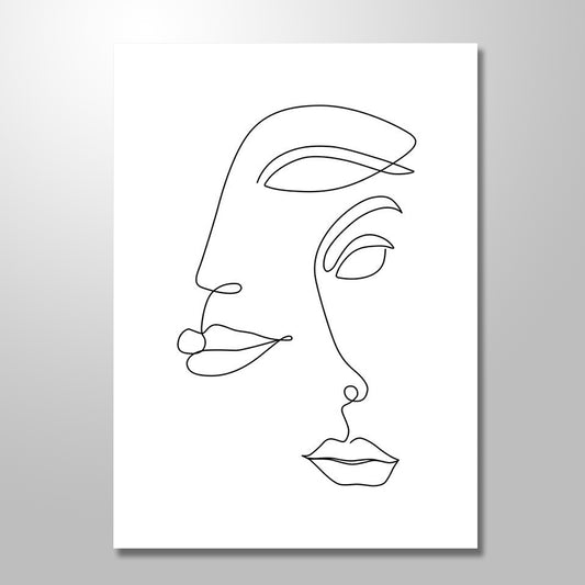 TWO ABSTRACT FACES PAINTING freeshipping - Wall Agenda