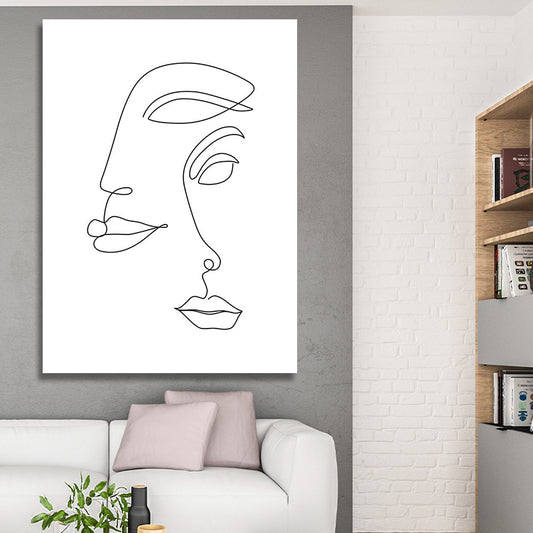 TWO ABSTRACT FACES PAINTING freeshipping - Wall Agenda