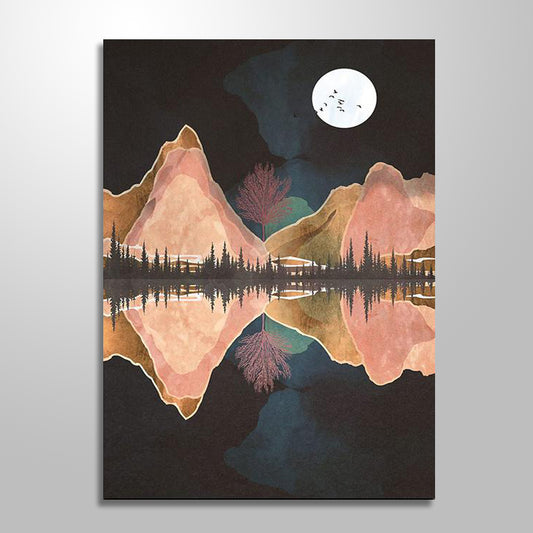 TWO MOUNTAINS ABSTRACTED REFLECTIONS freeshipping - Wall Agenda