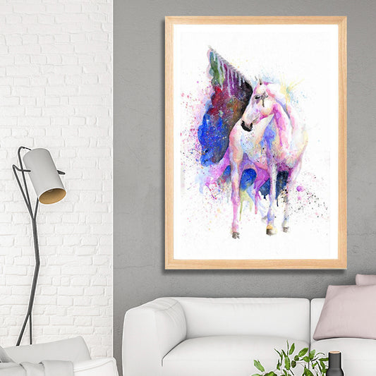 WHITE UNICORN PAINTING freeshipping - Wall Agenda