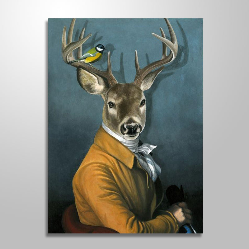 YELLOW SUIT DEER PAINTING freeshipping - Wall Agenda