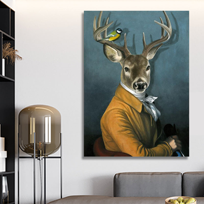 YELLOW SUIT DEER PAINTING freeshipping - Wall Agenda