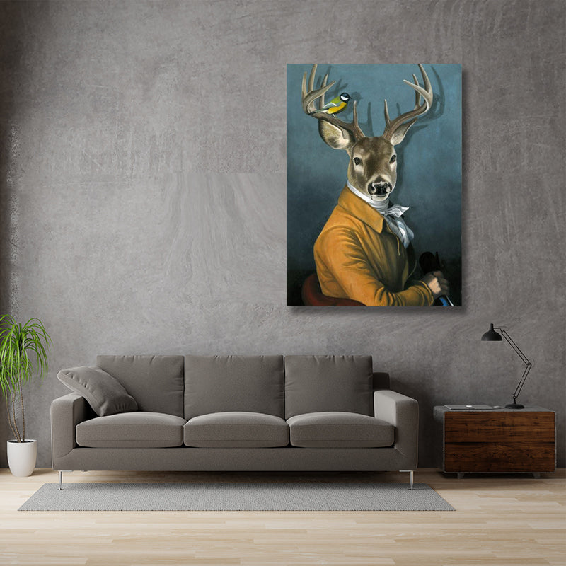 YELLOW SUIT DEER PAINTING freeshipping - Wall Agenda