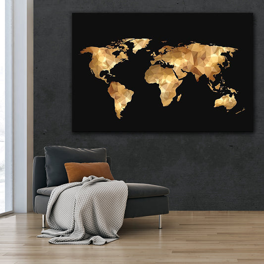Black & Gold World Map freeshipping - Wall Agenda
