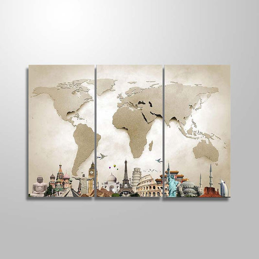 World Map Masterpiece Multi Panel Canvas Wall Art freeshipping - Wall Agenda