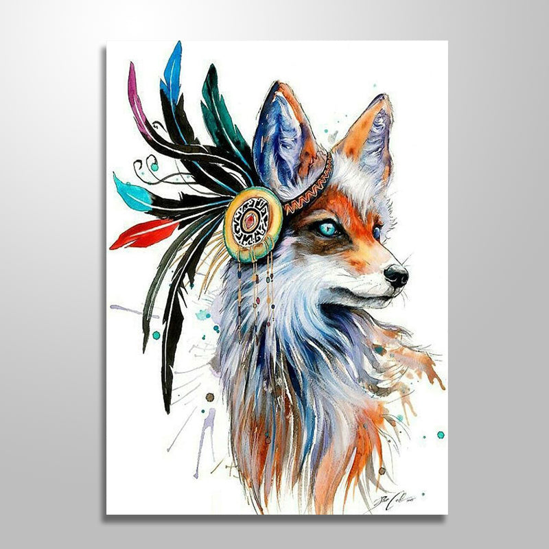 FLOWER FOX PAINTING (white 40X50cm ) freeshipping - Wall Agenda