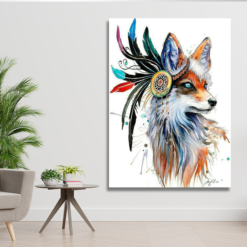 FLOWER FOX PAINTING (white 40X50cm ) freeshipping - Wall Agenda