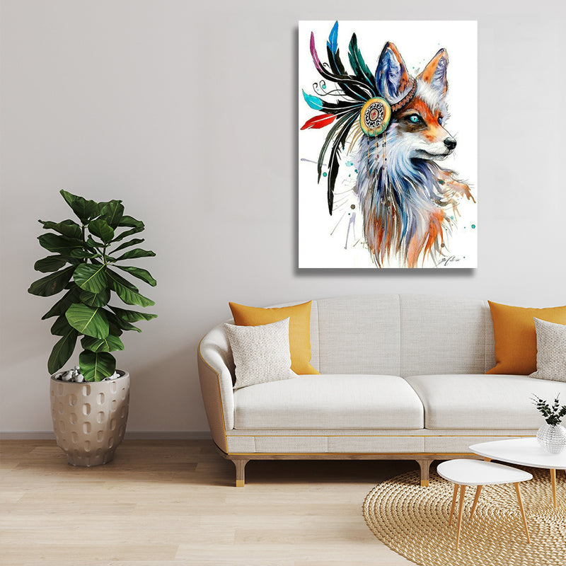 FLOWER FOX PAINTING (white 40X50cm ) freeshipping - Wall Agenda