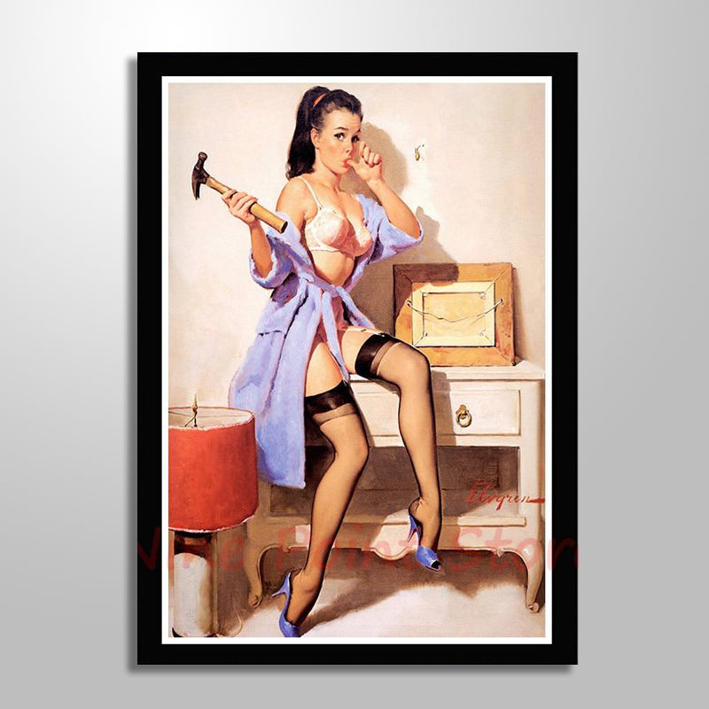 GIRL HAMMER PAINTING freeshipping - Wall Agenda