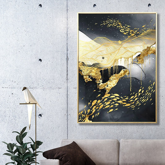 GOLD LEAF DRIP PAINTING freeshipping - Wall Agenda