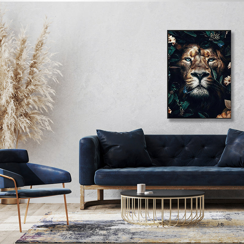LION HEAD AND LEAVES PAINTING freeshipping - Wall Agenda
