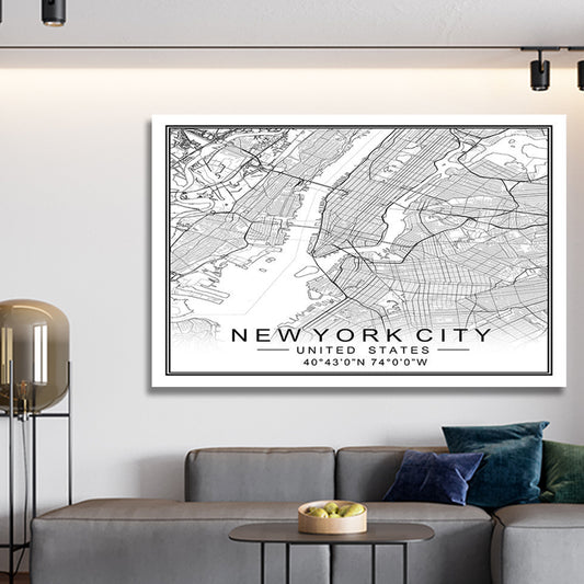 NEW YORK CITY MAP LANDSCAPE freeshipping - Wall Agenda