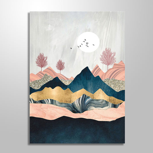 PINK MOUNTAINS PAINTING freeshipping - Wall Agenda