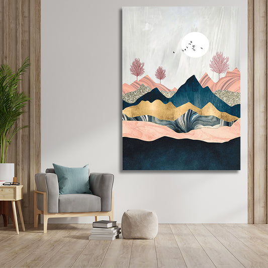 PINK MOUNTAINS PAINTING freeshipping - Wall Agenda