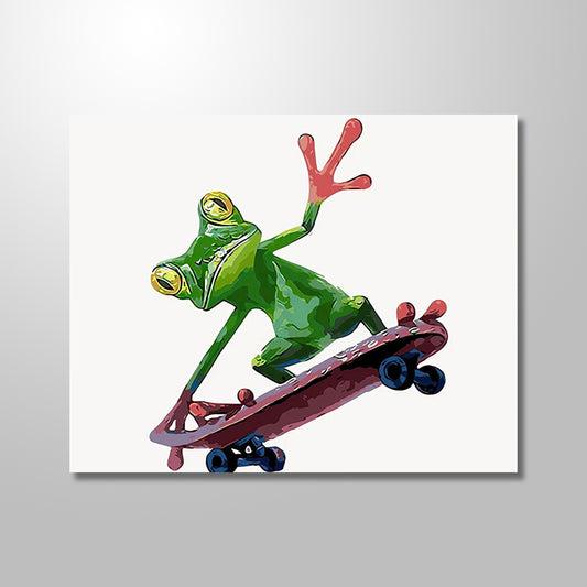 SKATE FROG PAINTING (GREEN 40X50cm ) freeshipping - Wall Agenda