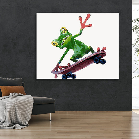 SKATE FROG PAINTING (GREEN 40X50cm ) freeshipping - Wall Agenda