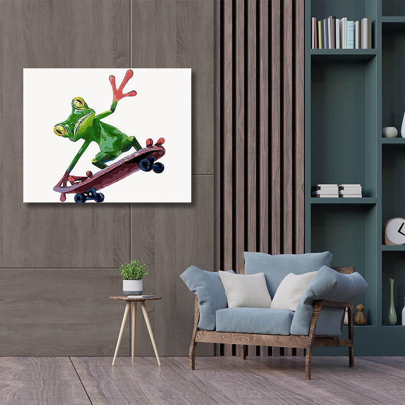 SKATE FROG PAINTING (GREEN 40X50cm ) freeshipping - Wall Agenda