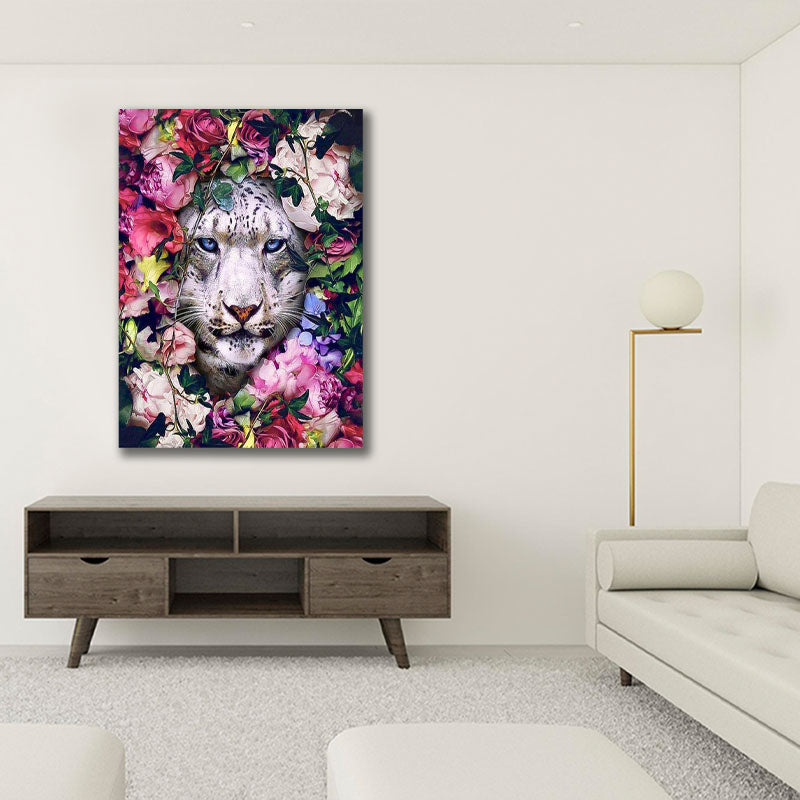 FLORAL WHITE LEOPARD freeshipping - Wall Agenda