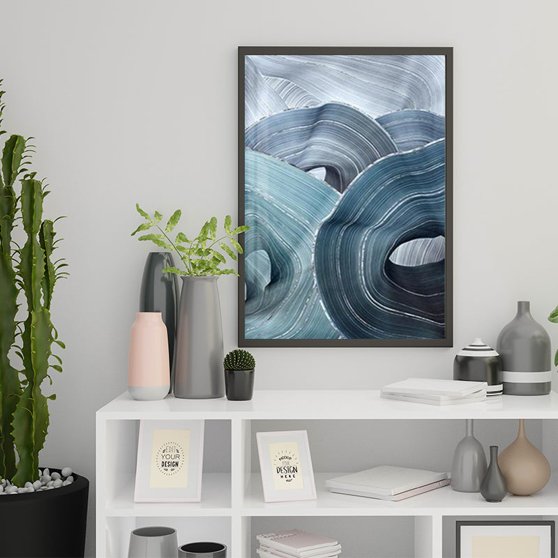 BLUE WAVES ABSTRACT freeshipping - Wall Agenda