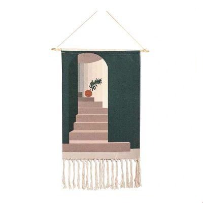 Nordic Master Woven Tapestry The Stairs 50cm x 90cm (navy 50cm x 90cm)