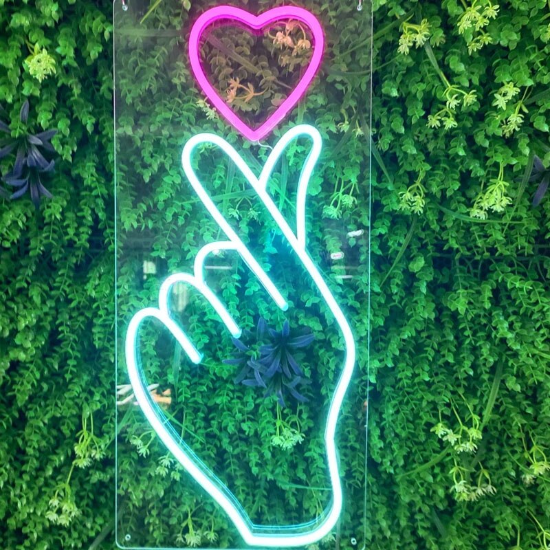 Custom Finger Heart Neon Sign - Kpop Lover Gift Home and Wedding Decor Neon Sign LED Light Neon Sign Bedroom Art Neon Sign