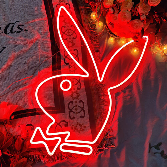 40cm Playboy Bunny LED Neon Light  Sign Wall Bar Living Room Decor Neon Lamp Design Neon Light Gift For Friend 6 Colors