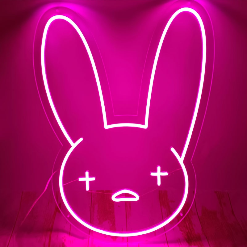 Led Aesthetic Cute Bad Bunny Neon Flex Light Sign For Home Room Wall Decor Kawaii Anime Bedroom Decoration Mural Outdoor