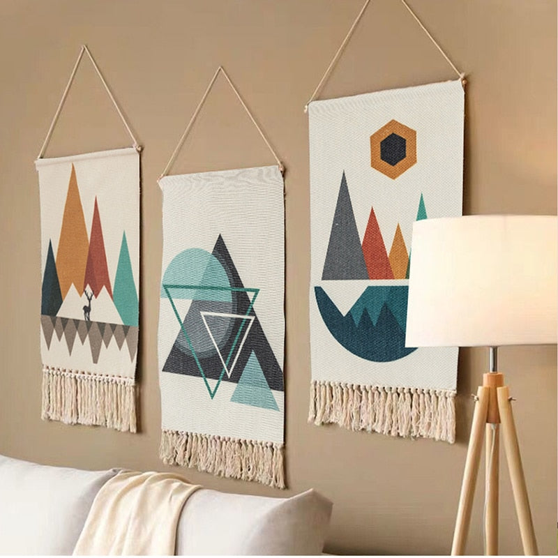 Woven Scandi Tapestry Geo Treeline 50cm X 90xm