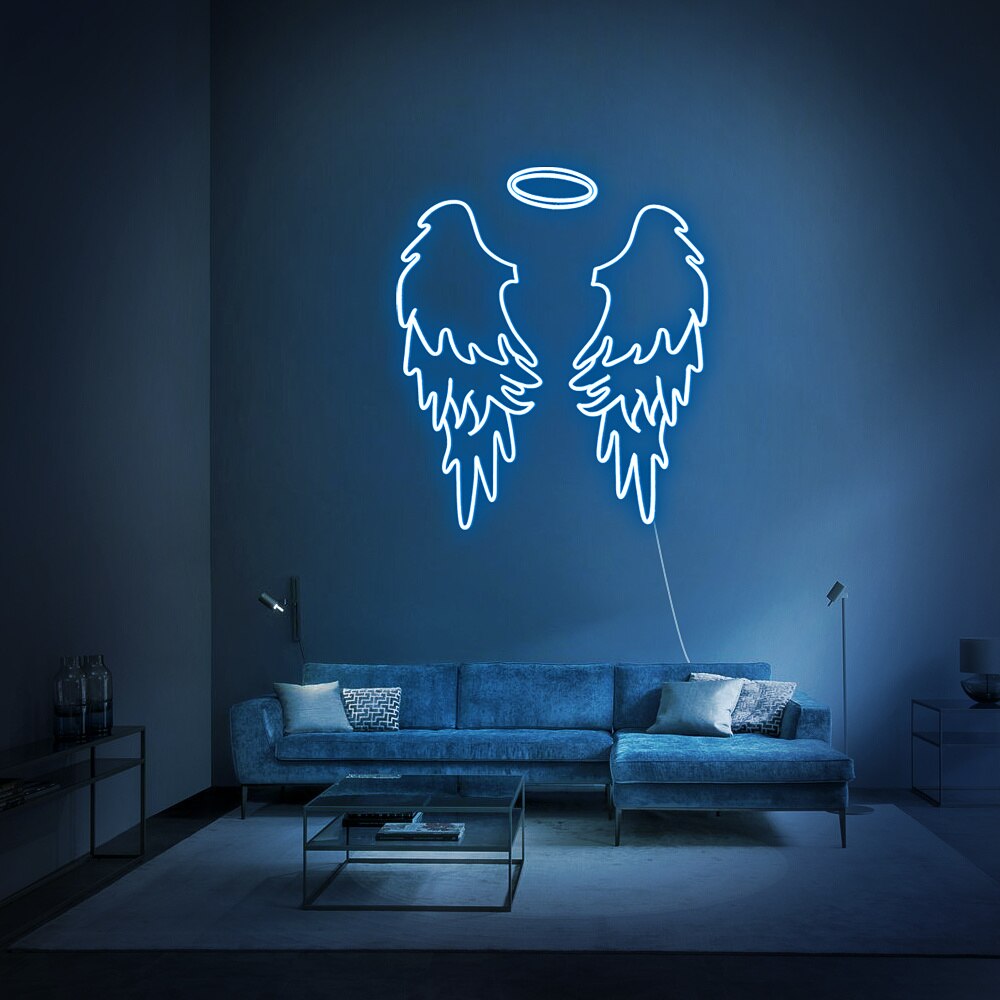 OHANEONK Angel Wings Sign  LED Neon Sign Light Name Personalized with Dimmer Neon Custom For Party Wedding decor Home Decorative