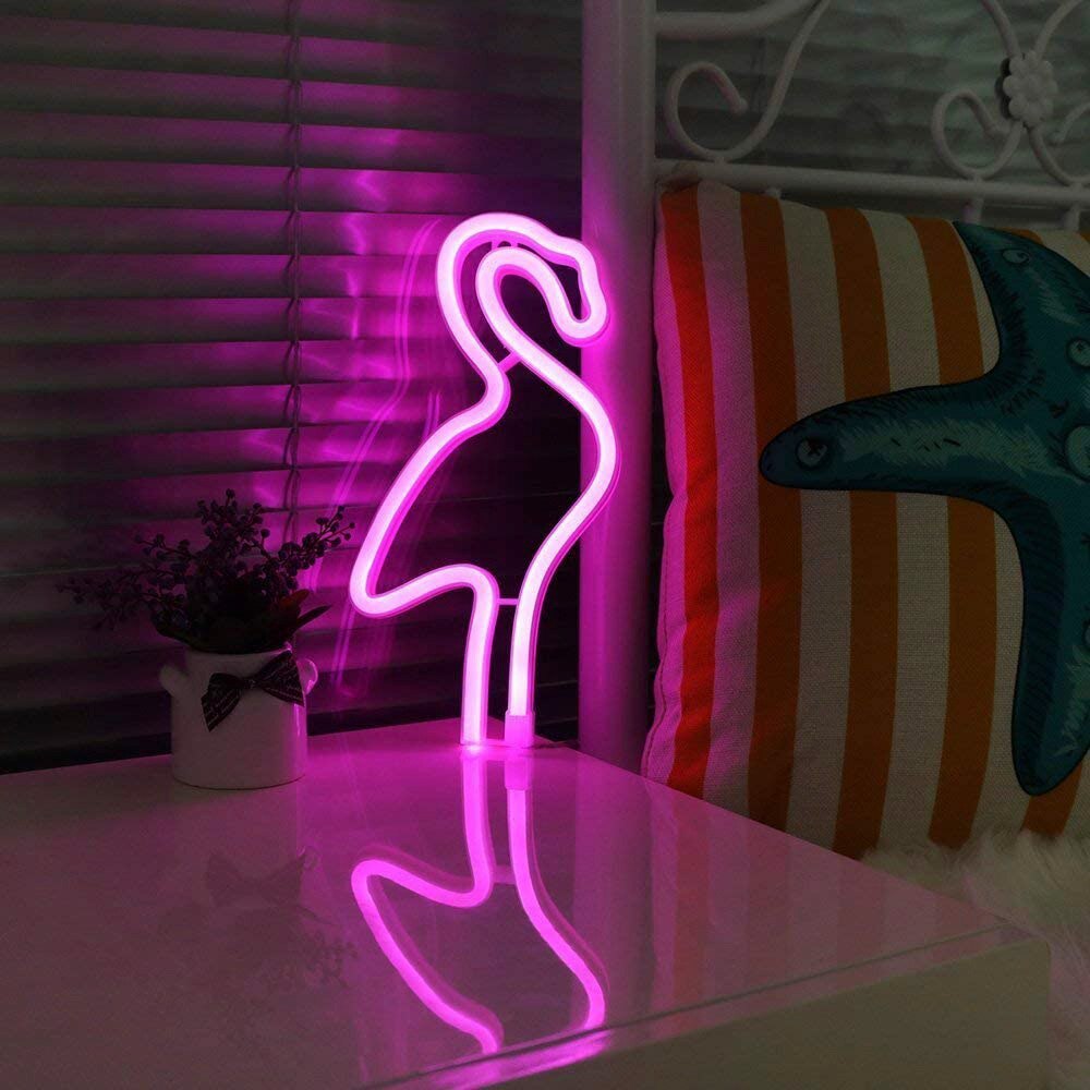 Neon Sign USB LED Decoration Flamingo Pineapple Shape Night Lamp For Home Kid Room Bedside Night Light Decor Light For Children