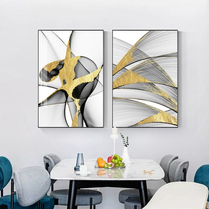 GOLD WHITE ABSTRACT PAINTING