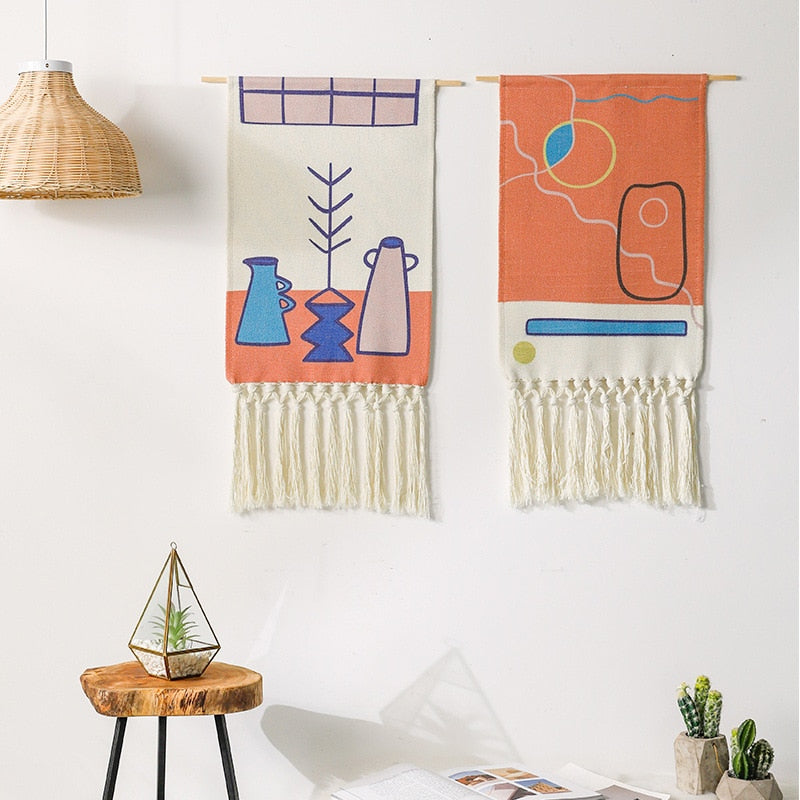 Woven Scandi Tapestry Geo Treeline 50cm X 90xm