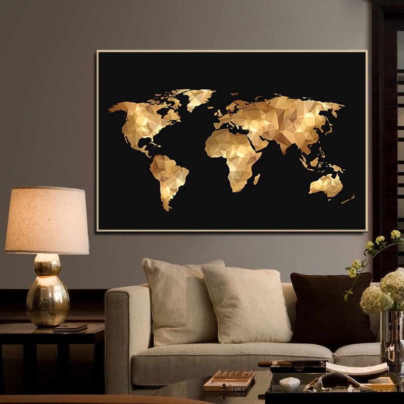 Black & Gold World Map