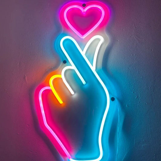 Custom Finger Heart Neon Sign - Kpop Lover Gift Home and Wedding Decor Neon Sign LED Light Neon Sign Bedroom Art Neon Sign