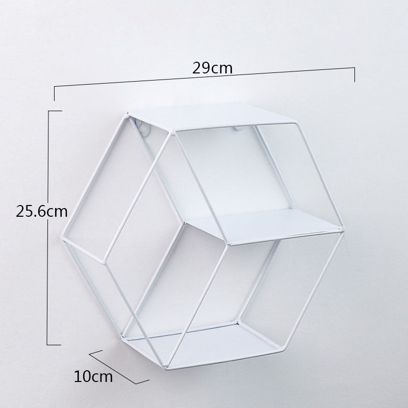 White Nordic Hex Geo shape Wallshelf (White)