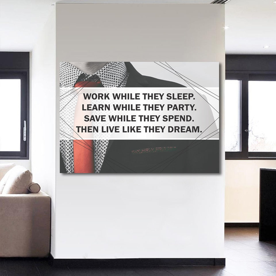 Work while they sleep Inspirational Quotes Painting HD  Canvas Art Living Room Wall Art freeshipping - Wall Agenda