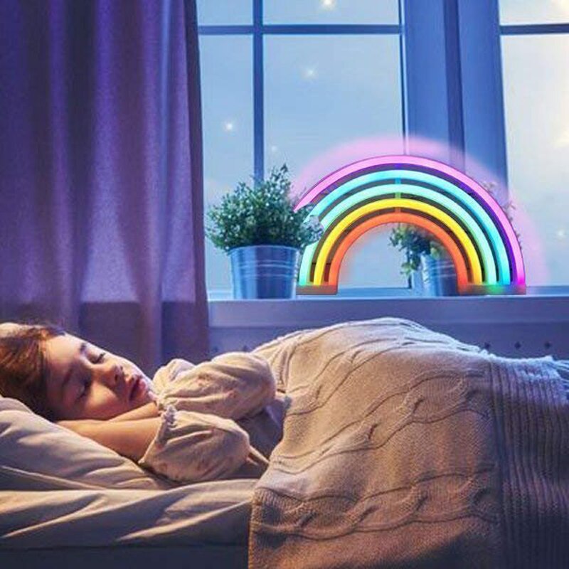BIFI-Cute Rainbow Neon Sign,LED Rainbow Light/Lamp for Dorm Decor,Rainbow Decor Neon Lamps,Wall Decor for Girls Bedroom,Chistm