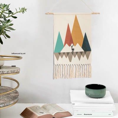 Woven Scandi Tapesrty Geo Treeline 50cm X 90xm (orange 50cm x 90cm)