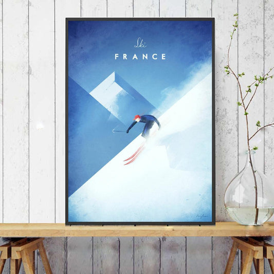 Ski France Minimalist Travel Canvas Painting Wall Art Pictures Prints Home Decor Wall Poster Decoration For Living Room