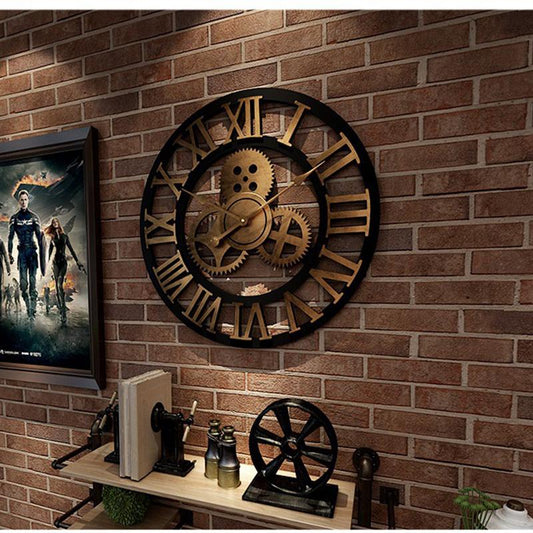  40cm Industrial wall clock black/gold