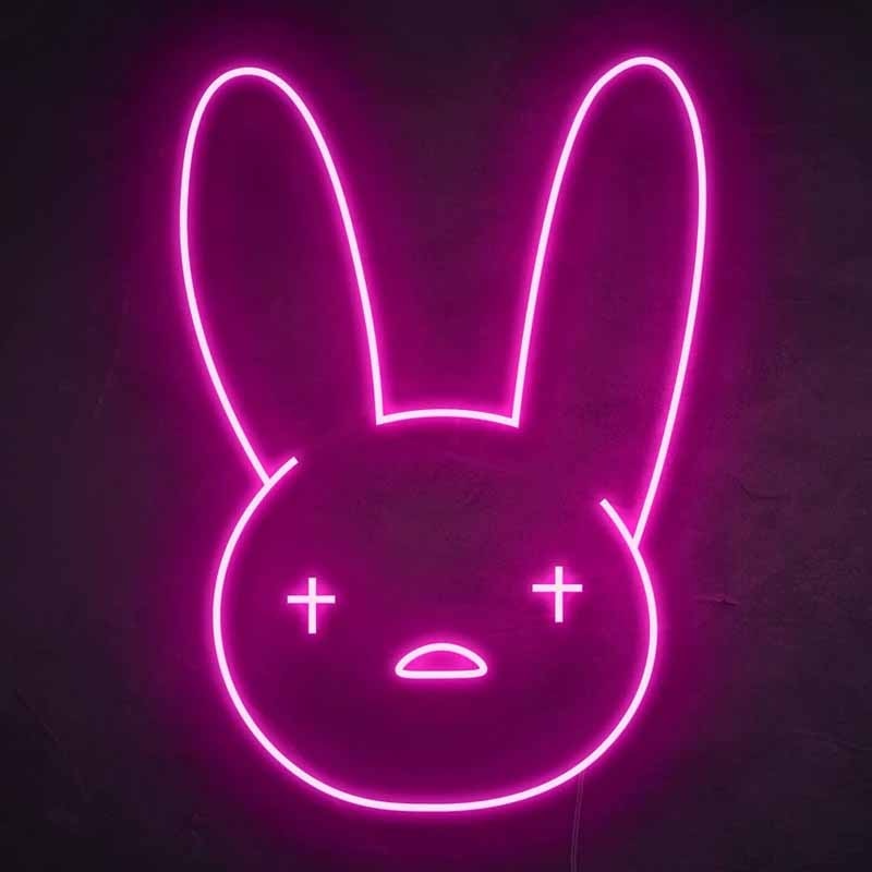 Led Aesthetic Cute Bad Bunny Neon Flex Light Sign For Home Room Wall Decor Kawaii Anime Bedroom Decoration Mural Outdoor