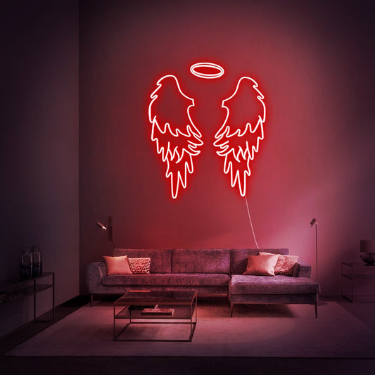 OHANEONK Angel Wings Sign  LED Neon Sign Light Name Personalized with Dimmer Neon Custom For Party Wedding decor Home Decorative