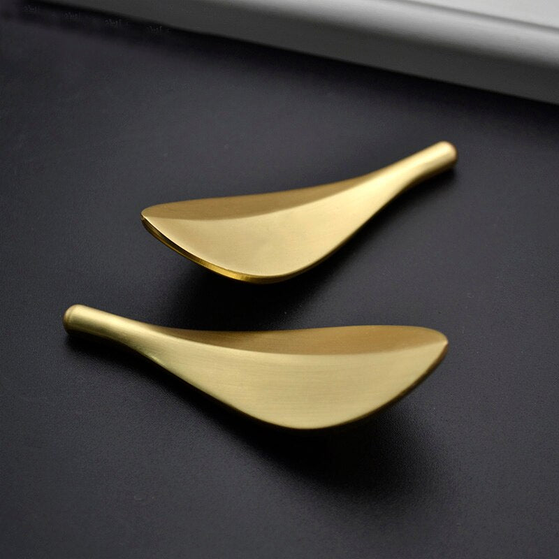 1piece Nordic Style Solid Brass Gold Leaf Shaped 32mm Cabinet Knob Door Pulls Furniture Handles Knob