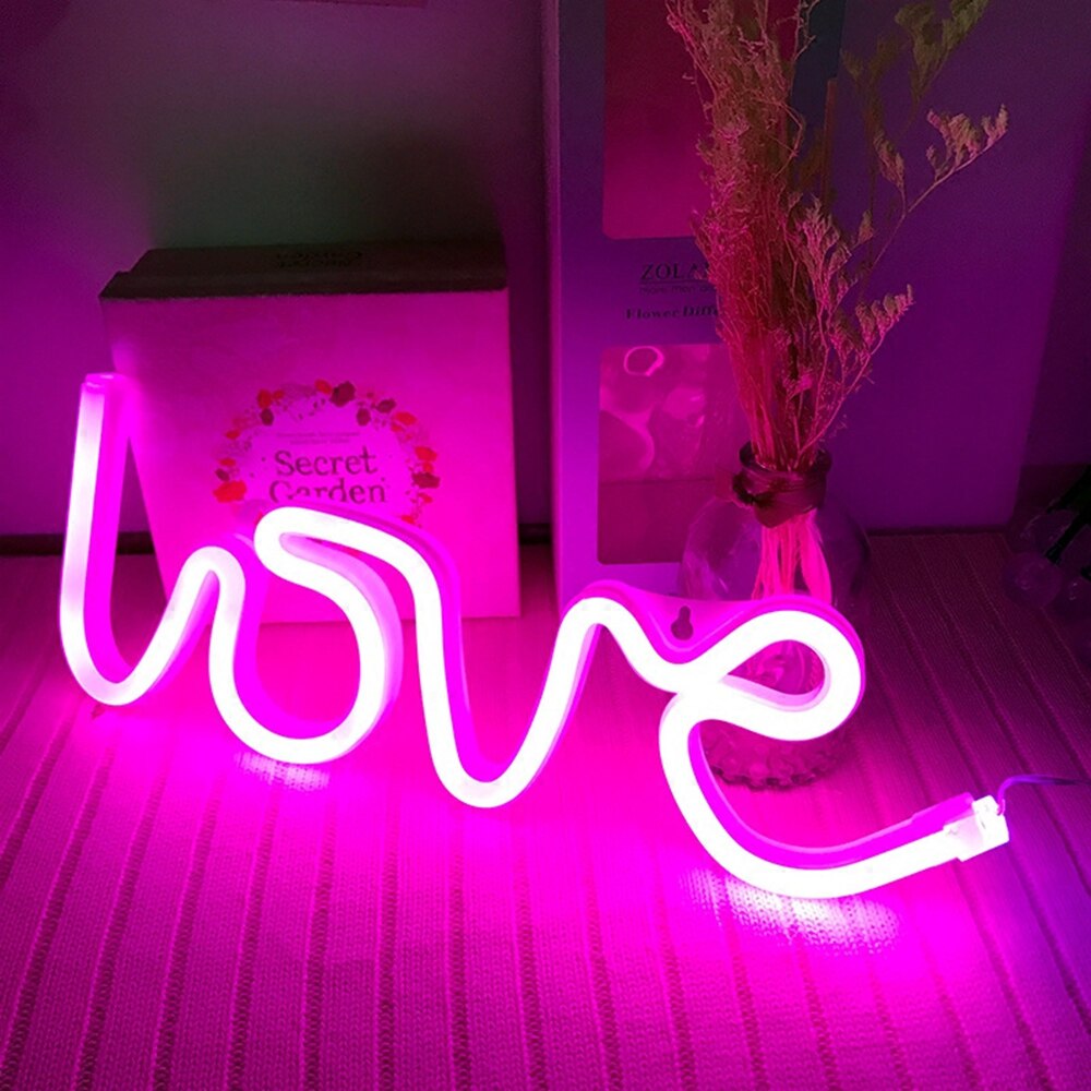 LED USB Rainbow Sunset Red Neon Sign Light  Wall Word Poster Background Room Shop Wedding Christmas Decor Photography Prop D30