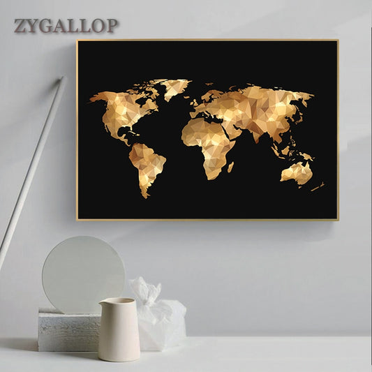 Black & Gold World Map